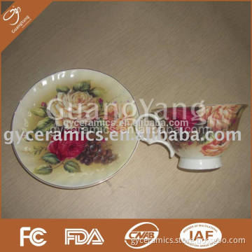 S/6 strengthened bone china tea cup(250cc, TU shape) & saucer in round gift box